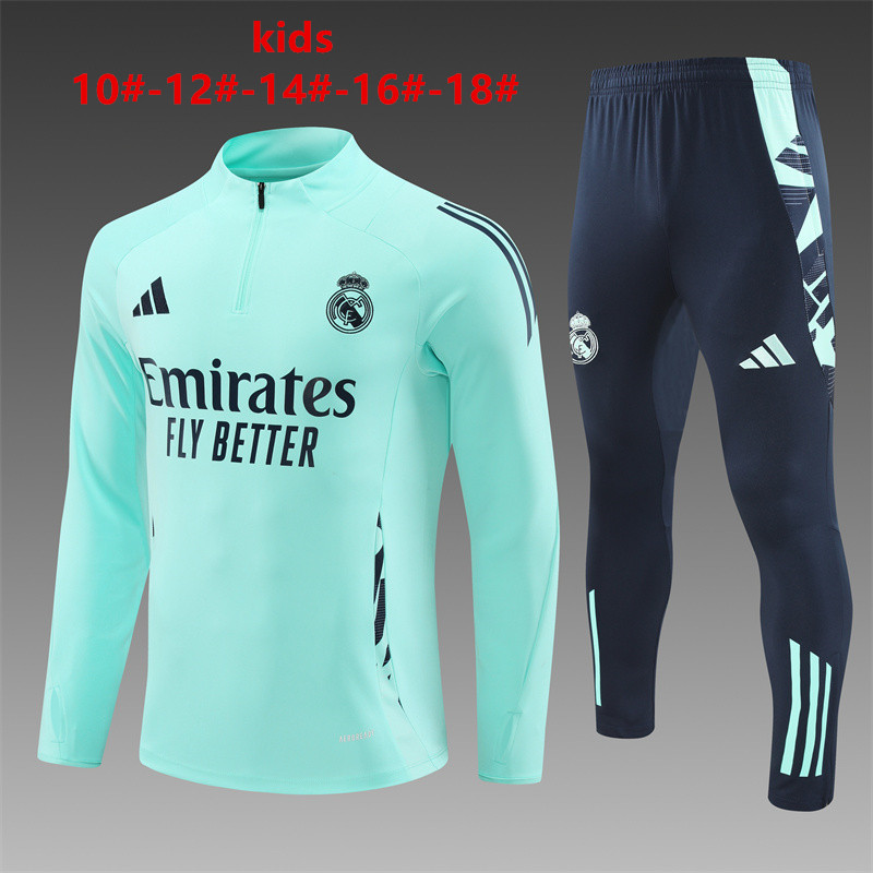 Kids Real Madrid 24/25 Tracksuit - Lake Green